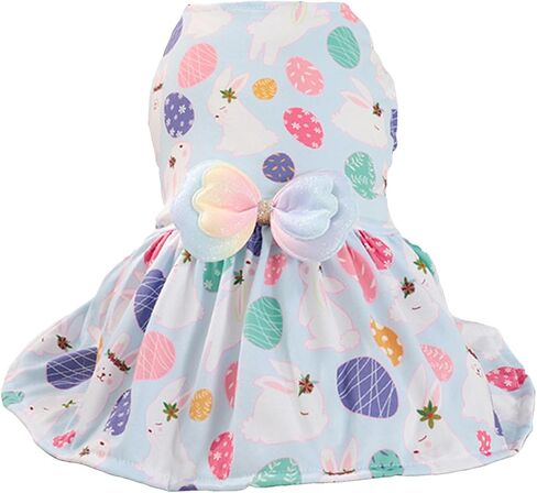 SEIS Bunny Dog Dress Easter Teddy Clothes Rabbit Cat Skirt Sweet Bowknot Princess Bomei Costume Easter Egg Pet Tutu for Spring Summer Wedding Party (Purple, S (Chest Circumference 13.7")) in Kuwait