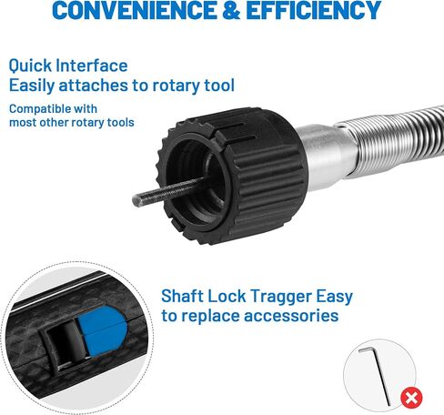 Flexible shaft Rotary Tool Attachment, Keyless Chuck 1/32" (0.8mm) to 1/8" (3.2mm),36" Long Cable, Flexibility with Rotary Tools, DIY for Engraving Tool, Polishing, Cleaning, Drilling in Kuwait
