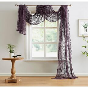 Dark Purple Window Scarf 216 Inches Long. Lace Window Scarf for Goth Decor or Victorian Decor. Use Gothic Scarves as Bed Canopy Curtains or Plum Lace Fabric. LE Purple 216 in Kuwait