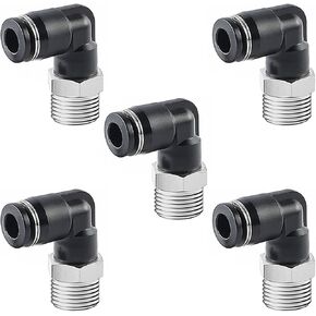 Elbow Push to Connect Air Fittings, 1/4" Tube OD x 1/8" NPT Thread Male Air Line Fittings Quick Connect Push Fittings Tubing Fittings Pneumatic Push In Connector Fittings (Pack of 5) in Kuwait