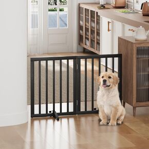 Dog Gates for Doorways, Tall Dog Gate Indoor, Foldable Pet Gates for Doorways Bedroom, Freestanding Puppy Gate with Metal Support Feet, Room Divider, 4 Panels (White) in Kuwait
