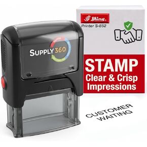 AS-IMP1056 - Customer Waiting, Heavy Duty Commerical Quality Self-Inking Rubber Stamp, Red Ink, 9/16" x 1-1/2" Impression Size, Laser Engraved for Clean, Precise Imprints in Kuwait
