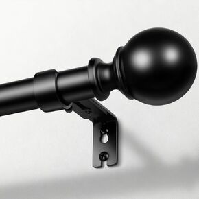 Zeerobee Curtain Rods for Windows 48 to 84, 1 Inch Adjustable Heavy Duty Black Curtain Rod, Outdoor Indoor Room Divider Modern Drapery Pole, 48-86" in Kuwait