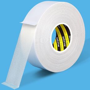 2Pack Double Sided Tape Heavy Duty, 2in x 66FT, Universal High Tack Strong Wall Adhesive with Fiberglass Mesh, Super Sticky Resistante Clear Tape, Easy Use Mounting Tape White in Kuwait