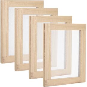 PATIKIL 13.4"x9.8" A4 Wooden Paper Making Screen, 4 Pack Paper Making Mold Frame Papermaking Mould Deckle for DIY Paper Craft Tool Dried Flower Handcraft, Natural Color in Kuwait