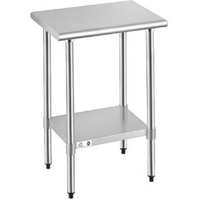ROCKPOINT Stainless Steel Prep & Work 30 x 30 Inches with Caster Wheels, NSF Commercial Heavy Duty Table with Undershelf and Legs for Restaurant, Home and Hotel, 30x30inch, Silver in Kuwait