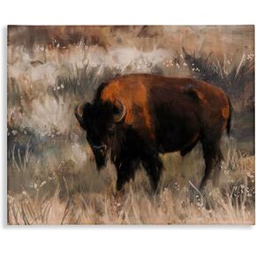 لوحة فنية جدارية من القماش بألوان مائية من Stupell Industries Bison Rural Animal، تصميم بواسطة Grace Popp in Kuwait