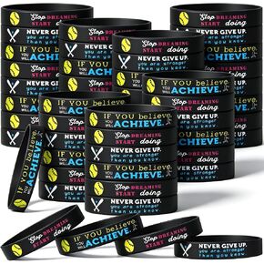 36 Pieces Softball Motivational Bracelets Baseball Inspirational Bracelets Baseball Stretch Silicone Rubber Wristbands Ball Rubber Bands with Motivational Sayings for Sport Theme Party Supplies in Kuwait