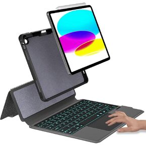 حافظة لوحة المفاتيح eoso iPad 12.9 لجهاز iPad Pro 12.9 بوصة الجيل السادس 2022/5th 2021/4th 2020/3rd 2018-7 إضاءة خلفية ملونة، غطاء نحيف قابل للفصل مع حامل قلم رصاص (12.9 بوصة، أسود) in Kuwait