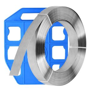 Stainless Steel 304 Strapping Band Coil - 3/4 in Width x 95 ft Length Steel Strapping Roll, Packing Tensioner Strap, Heavy Loads Cable Tie with Rounded and Smooth Band Edges, 1/64 in Thickness in Kuwait