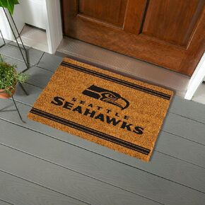 Team Sports America NFL Seattle Seahawks Natural Coir Door Mat | Indoor and Outdoor Entryway | 28 x 16 Inches | Non Slip Back | Welcome Floor Mats | Muddy Dog Paws | Front Door Entrance Home Décor in Kuwait