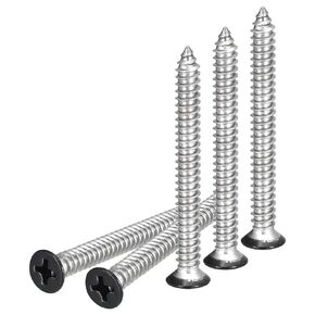 50Pcs #12x2 Flat Head Wood Screws, 304 Stainless Steel White Phillips Self Tapping Screws - Good for Woodworking, Furniture - White in Kuwait
