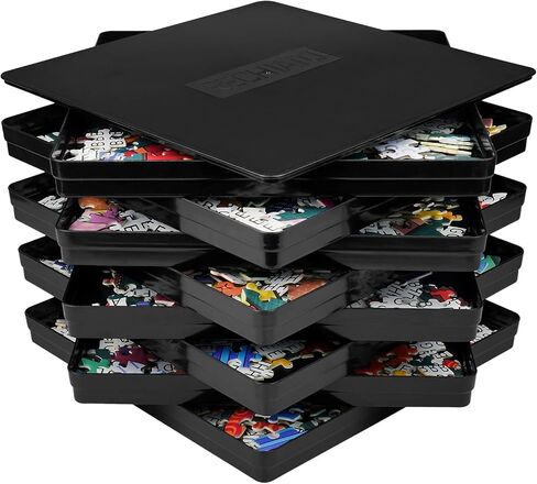 8 Puzzle Sorting Trays with Lid 8x8 Premiunm Puzzle Trays Gift for Puzzle Lovers for Puzzles Up to 1000-1500 Pieces,Puzzle Tray, Convenient Tool for Puzzle Lovers Blue and White in Kuwait