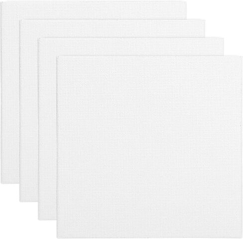PATIKIL 7x7 Canvas Boards for Painting, 4Pack 100% Cotton Square Triple Primed Stretched Blank Canvas Panel for Acrylic, Oil, Tempera Paints, White in Kuwait