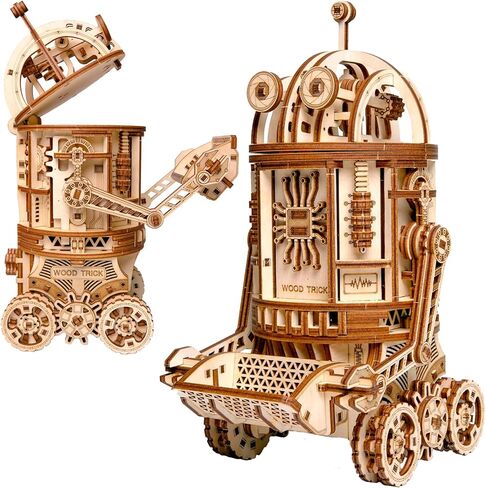 Wood Trick Space Junk Robot ألغاز خشبية ثلاثية الأبعاد للبالغين والأطفال للبناء - ركوب الخيل يصل إلى 13 قدمًا - 9.5x6.7 بوصة - مجموعات نماذج للبالغين - نماذج خشبية هندسية DIY للبالغين للبناء in Kuwait