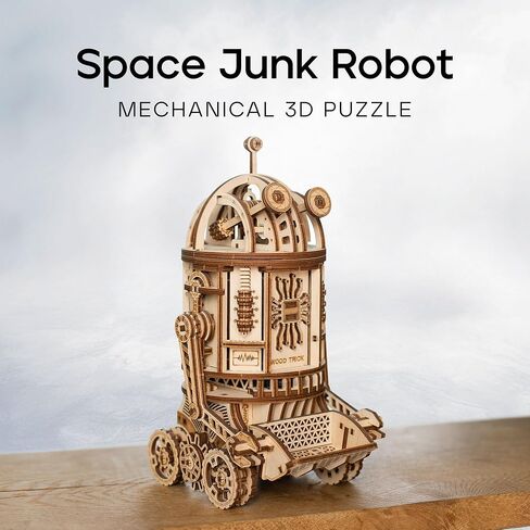 Wood Trick Space Junk Robot ألغاز خشبية ثلاثية الأبعاد للبالغين والأطفال للبناء - ركوب الخيل يصل إلى 13 قدمًا - 9.5x6.7 بوصة - مجموعات نماذج للبالغين - نماذج خشبية هندسية DIY للبالغين للبناء in Kuwait