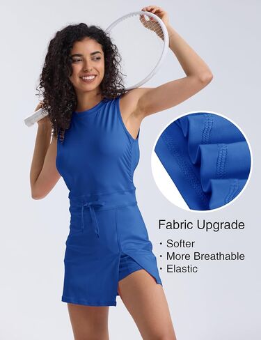 Womens Workout Romper Tennis Dress Built in Shorts Onesie Open Back Jumpsuits Athletic Dresses in Kuwait