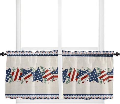 Flower Kitchen Curtains Tiers and Valances Set of 3, Butterfly Wildflowers Spring Watercolor Floral Print Plants Short Rod Pocket Window Curtain Set for Bedroom, Bathroom, 24 Inch Long in Kuwait