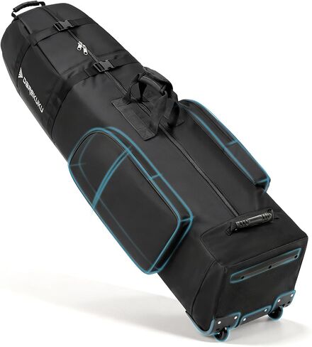 Golf Travel Bag with Wheels, Portable Golf Club Travel Cover for Airlines, 4 Large Pockets,1200D Heavy Duty Wear-Resistant, Soft Sided Foldable Golf Travel Case for Easy Storage in Kuwait