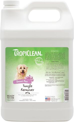 مجموعة TropiClean 2 في 1 شامبو وبلسم للكلاب من البابايا وجوز الهند ومجموعة إزالة تشابك الرذاذ للقطط والكلاب الحلوة من البازلاء | مشتقة من مكونات طبيعية | صنع في الولايات المتحدة الأمريكية | مجموعة من 2 in Kuwait