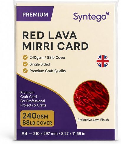 Syntego 5 ورقات A4 بريميوم ثلاثية الأبعاد بتأثير الحمم البركانية من جانب واحد بغطاء 240 جرامًا للمتر المربع / 88 رطلًا (أحمر عيد الميلاد) in Kuwait