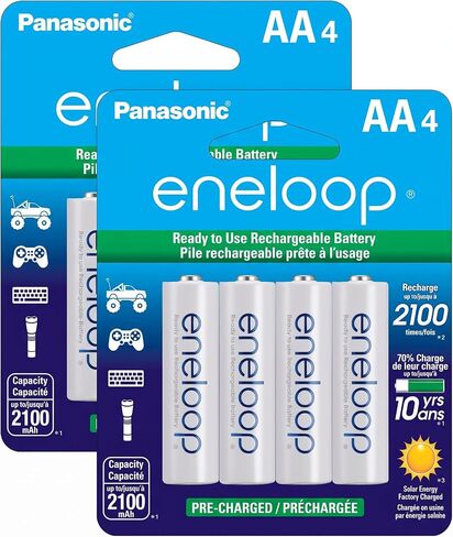 Eneloop Panasonic BK-3MCCA4BA AA 2100 Cycle Ni-MH Pre-Charged Rechargeable Batteries, 4-Battery Pack in Kuwait
