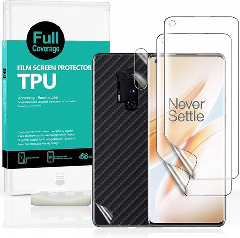 واقي شاشة Ibywind لهاتف OnePlus 8T، مع قطعتين من الزجاج المقسى، قطعة واحدة من واقي عدسة الكاميرا، قطعة واحدة من طبقة ألياف الكربون الداعمة [قارئ بصمات الأصابع، سهل التركيب] in Kuwait