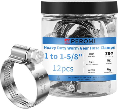 مشابك خرطوم، PEROMI 304 من الفولاذ المقاوم للصدأ، مشبك خرطوم صغير قابل للتعديل من 3/4 بوصة إلى 1-1/4 بوصة، مشبك من النوع الألماني عالي الضغط لأنابيب السيارات، 12 قطعة in Kuwait