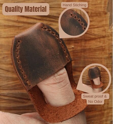 Toprank Leather Thumb Guard for Wood Carving - Premium Full Grain Leather Finger Protector, Handmade Carpenter Carving Kit Accessory (Blue) in Kuwait