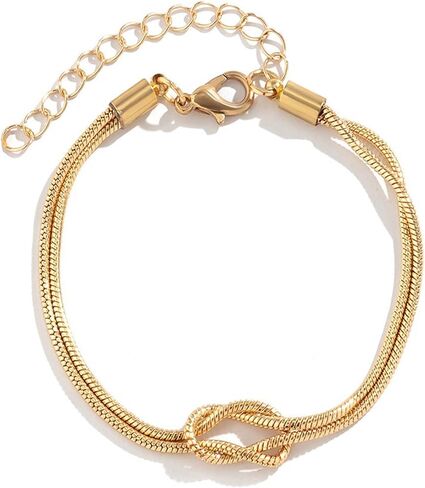 Gold Bracelets for Women 14K Real Gold Plated Love Knot Bracelet Dainty Snake Chain Infinity Bracelet Adjustable Gold Jewelry Gifts for Women in Kuwait