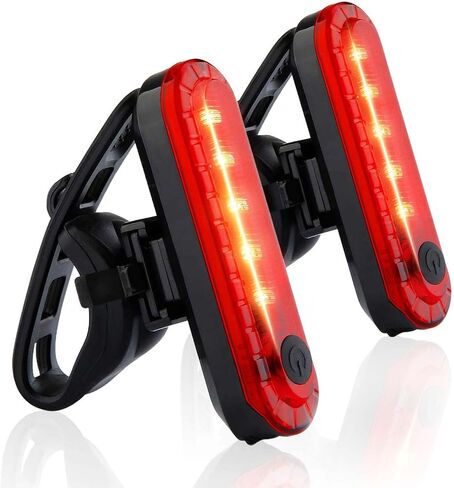 Bike Tail Light (2 Packs), USB Rechargeable LED Bicycle Rear Light, Ultra Bright Waterproof Bike Light for Cycling Safety, Red/Green/Blue 7 Light Modes Fits on Any Road or Mountain Bike in Kuwait