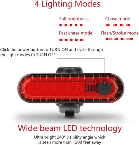 Bike Tail Light (2 Packs), USB Rechargeable LED Bicycle Rear Light, Ultra Bright Waterproof Bike Light for Cycling Safety, Red/Green/Blue 7 Light Modes Fits on Any Road or Mountain Bike in Kuwait