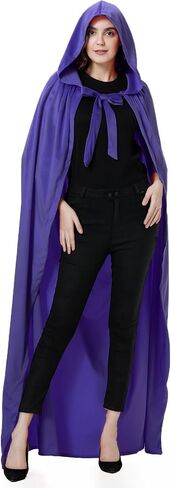 Colorful House Long and Deluxe Velvet Cloak with Hood,Unisex Adult Witch Wizard Halloween Cosplay Cape for Women and Men in Kuwait