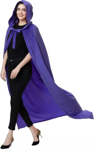 Colorful House Long and Deluxe Velvet Cloak with Hood,Unisex Adult Witch Wizard Halloween Cosplay Cape for Women and Men in Kuwait
