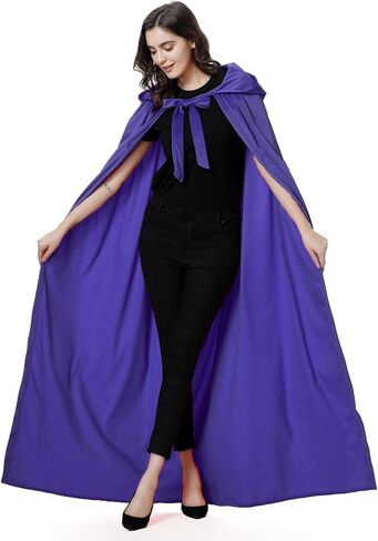 Colorful House Long and Deluxe Velvet Cloak with Hood,Unisex Adult Witch Wizard Halloween Cosplay Cape for Women and Men in Kuwait