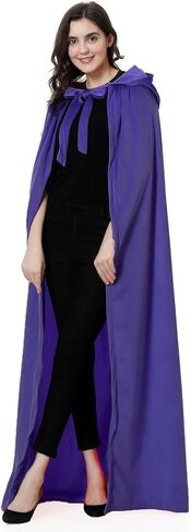Colorful House Long and Deluxe Velvet Cloak with Hood,Unisex Adult Witch Wizard Halloween Cosplay Cape for Women and Men in Kuwait