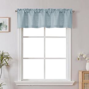 Chyhomenyc Cream Valance for Windows, Light Filtering Faux Linen Solid Short Curtain Valance, Burlap Decorative Small Curtain for Kitchen Bathroom Laundry Basement, 60Wx12L inch, 1 Piece in Kuwait