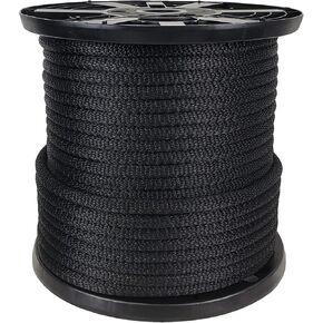 1/2 inch Black Dacron Polyester Rope - 250 foot spool | Solid Braid - Industrial Grade - High UV and Abrasion Resistance - Low Stretch in Kuwait