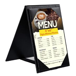 Leather Table Tent Leather Menu Holder Sign Display Black Menu Covers for Cafes Bars or Restaurant for 4×6 Inch Menus (10 Packs/4×6 inch) in Kuwait
