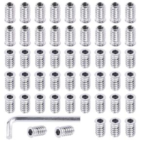 Swpeet 50Pcs 1/4"-20 x 10mm White Zinc Plated Carbon Steel Carbon Furniture Screw in Nut Threaded Wood Inserts Threaded Inserts Bolt Fastener Connector Hex Socket (1/4-20 x 10mm) in Kuwait