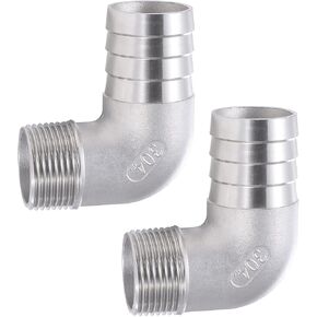 304 Stainless Steel 1/2" Hose Barb x 1/2" Male NPT 90Degree Elbow for Air WaterFuel Home Brew Pipe Fitting Lead-Free 2 pcs in Kuwait
