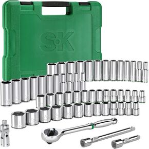 SK 3/8" Drive Socket Set with 160-P Ratchet, 55-Piece, SAE & Metric, SuperKrome Finish, Preminum CR-V Construction, with Storage Suitcase in Kuwait