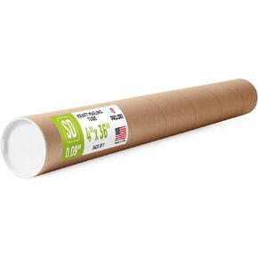 Paclord 4" x 36" Reinforced Kraft Paper Mailing Tube, Pack of 1 Tube with 2 Caps – Secure USPS Approved Poster Tube – Cardboard Tube for Shipping and Storing Posters, Prints, Artwork, or Documents in Kuwait