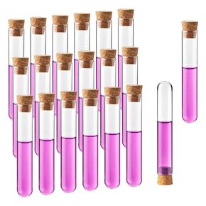 Labvida 50-Pack 16ml(0.54oz) Glass Test Tubes - 20x100mm, Round Bottom, with Cork Stoppers & Brush. Ideal for Lab Experiments, Plant Propagation, Storage (Candies, Spices), Bath Salts, Home Decor in Kuwait