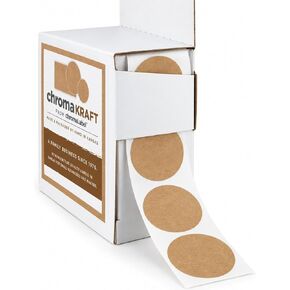 ChromaLabel 1/2 Inch Round Label Permanent Kraft Dot Stickers, Kraft Label Stickers, Round Permanent Sticker Labels, 1000 per Dispenser Box - Case of 5 in Kuwait