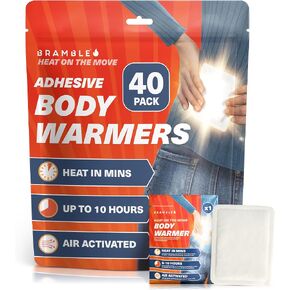 Bramble - Adhesive Body Warmers (40 Pack) - Ultra-Thin Stick-On Patches for Targeted Warmth - Air-Activated & Odour-Free - Up to 10 Hours of Heat in Kuwait