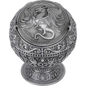 Windproof Large Ashtray with Flip Lid for Cigarettes, Portable Metal Dragon Print Home Decorative Ashtray for Patio Indoor Outdoor, Cone Incense Burner in Kuwait