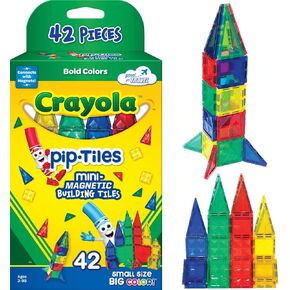CreateOn Crayola Mini Magnetic PIP-Tiles, Building Set for Kids, Magnetic Building Toys for Kids, STEM Toys for Boys and Girls Ages 3+, 32-Piece Set (Bold) in Kuwait