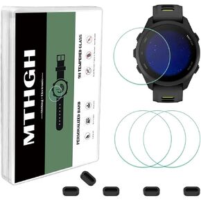 Screen Protector for Garmin Forerunner 245/245 Music Smartwatch [4 Pcs] + Anti-dust Plugs 5Pcs, Tempered Glass 9H Hardness Sensitive Touch Bubble Free Film Ultra-Thin Protective Cover in Kuwait