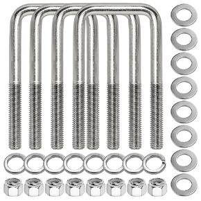 Boat Trailer U-Bolts 3 1/16" Wide x 4 5/16" L x 1/2" D, 8pk Square U Bolt for Boat Trailer,Zinc Plated Nickel Surface,Includes Washers and Nuts in Kuwait